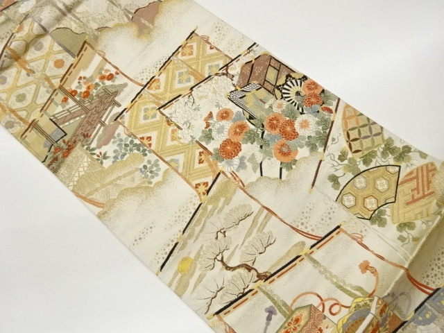 JAPANESE FUKURO OBI / WOVEN FLORAL PLANTS